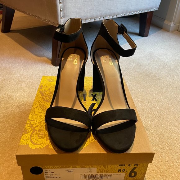 Mix No. 6 "Cym" Black Microsuede Stack Heel - Size 10 NIB - Picture 3 of 5